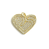 5Pcs CZ Heart Charms Plated Pendant Woman Jewelry Findings Accessories
