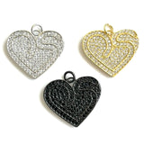 5Pcs CZ Heart Charms Plated Pendant Woman Jewelry Findings Accessories