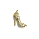 5Pcs CZ Pave High Heel Charm Shoes Pendant For Jewelry Making
