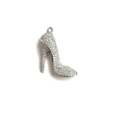 5Pcs CZ Pave High Heel Charm Shoes Pendant For Jewelry Making
