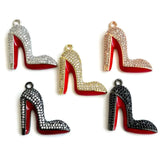 5Pcs CZ High Heel Shoes Charms Pendants for Jewelry Making