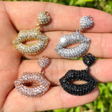 5Pcs CZ Pave Lip Pendant Charms for Jewelry Making