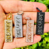 5Pcs CZ Pave John 3:16 Charms Plated Letter Pendant For Bracelet Necklace