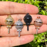 5Pcs CZ Pave Lollipop Charms Pendant for Jewelry Making