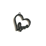 5Pcs CZ Love Heart Charms Plated Letter Pendant for Jewelry Making
