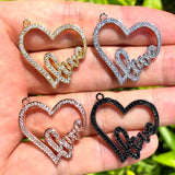 5Pcs CZ Love Heart Charms Plated Letter Pendant for Jewelry Making