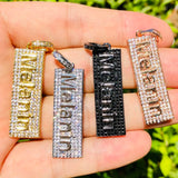 5Pcs CZ Pave Melanin Word Charms Plated Letter Pendant Jewelry Making
