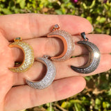 5Pcs CZ Pave Moon Charms Pendant For Jewelry Making