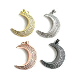 5Pcs CZ Pave Moon Charms Pendant For Jewelry Making