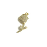 5Pcs CZ Pave Rose Flower Charms Plated Pendant Jewelry Making
