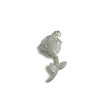 5Pcs CZ Pave Rose Flower Charms Plated Pendant Jewelry Making