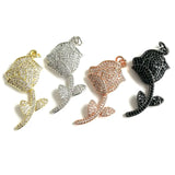 5Pcs CZ Pave Rose Flower Charms Plated Pendant Jewelry Making