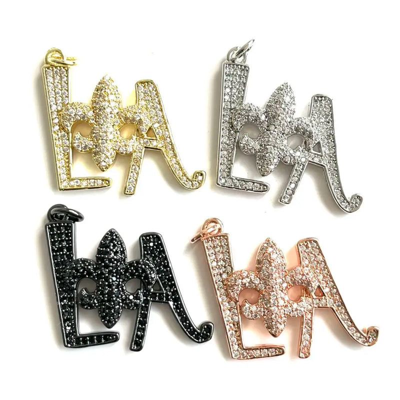 5Pcs CZ Pave Saints Charms Letters Pendant For Jewelry Making