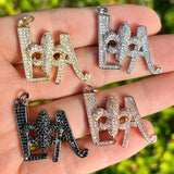5Pcs CZ Pave Saints Charms Letters Pendant For Jewelry Making