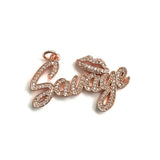5Pcs CZ Pave Savage Word Charms Plated Letter Pendant For Jewelry Making