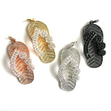 5Pcs CZ Pave Slipper Charm Pendants for Jewelry Making