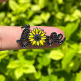 5Pcs CZ Pave Sunflower Love Charms Enamel Bracelets Pendants