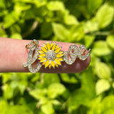 5Pcs CZ Pave Sunflower Love Charms Enamel Bracelets Pendants
