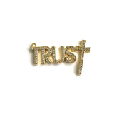 5Pcs CZ Pave Trust Word Charms Plated Letter Pendant for Jewelry Making