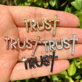 5Pcs CZ Pave Trust Word Charms Plated Letter Pendant for Jewelry Making