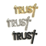 5Pcs CZ Pave Trust Word Charms Plated Letter Pendant for Jewelry Making