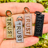 5Pcs CZ Word Charms Plated Pendant For Jewelry Making