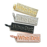 5Pcs CZ Pave Who Dat Word Charms Letter Pendant for Jewelry Making