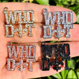 5Pcs CZ Pave Who Dat Word Charms Letter Pendant for Bracelet Necklace