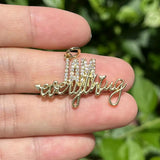5Pcs CZ Pave Word Charms I AM Everything Pendant for Bracelet Necklace Bangle