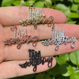 5Pcs CZ Pave Word Charms I AM Everything Pendant for Bracelet Necklace Bangle