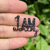 5Pcs CZ Pave Word Charms I AM Worthy Pendant For Bracelet
