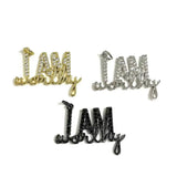 5Pcs CZ Pave Word Charms I AM Worthy Pendant For Bracelet