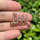 5Pcs CZ Pave Word Charms I AM Worthy Pendant For Bracelet