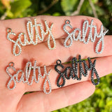 5Pcs CZ Pave Words Salty Letters Pendant for Jewelry Making