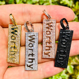 5Pcs CZ Pave Word Charms Plated Letter Pendant for Jewelry Making