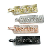 5Pcs CZ Pave Word Charms Plated Letter Pendant for Jewelry Making