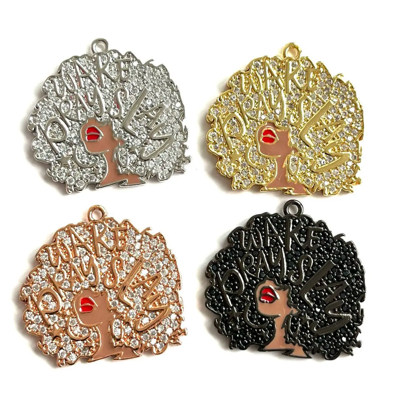 5Pcs CZ Paved Girl Magic Charms Pendant for Jewelry Making