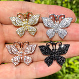 5Pcs CZ Paved Butterfly Charms Pendant for Bracelets Necklace