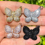 5Pcs CZ Butterfly Charms Pendant for Jewelry Making