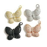 5Pcs CZ Butterfly Charms Pendant for Jewelry Making