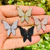 5Pcs CZ Butterfly Pendant Charms for Jewelry Making