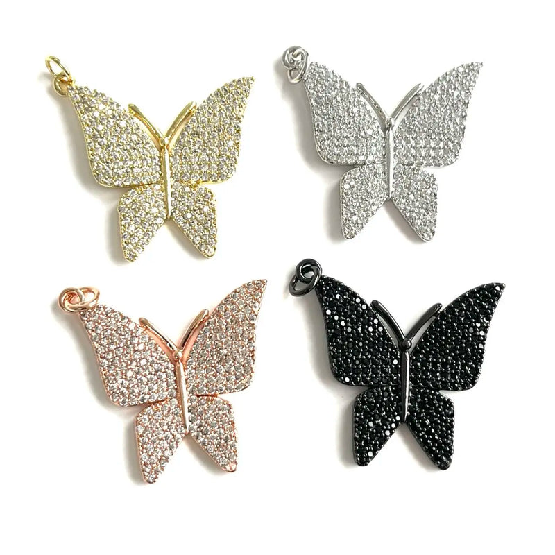 5Pcs CZ Butterfly Pendant Charms for Jewelry Making