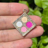 5Pcs CZ Paved Container Pendants Bling Charms For Jewelry Making
