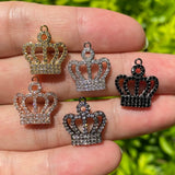 5Pcs CZ Paved Crown Pendant Charms for Jewelry Making Bracelet Necklace