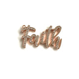 5Pcs CZ Paved FAITH Charm Pendant for Bracelets Necklace