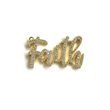 5Pcs CZ Paved FAITH Charm Pendant for Bracelets Necklace