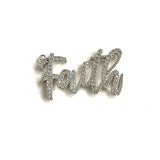 5Pcs CZ Paved FAITH Charm Pendant for Bracelets Necklace