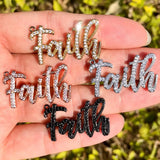 5Pcs CZ Paved FAITH Charm Pendant for Bracelets Necklace