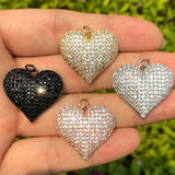 Heart Charm Pendant CZ Paved Plated Metal Jewelry Making