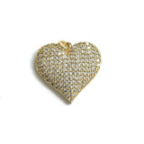 Heart Charm Pendant CZ Paved Plated Metal Jewelry Making
